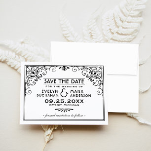 Vintage Black and White Art Deco Wedding Save The Date