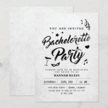 Vintage Black and White Bachelorette Invitation