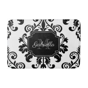 Vintage Black and White Bath Mat