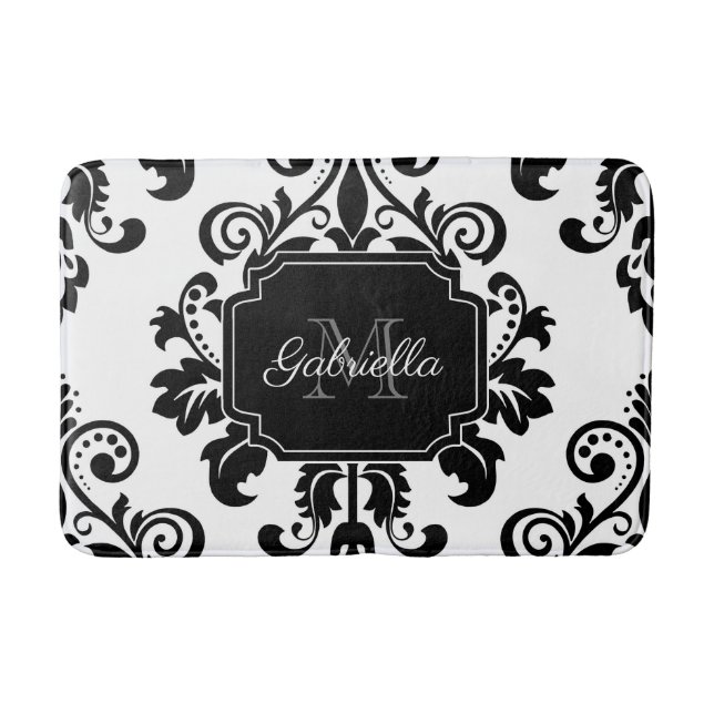 Vintage Black and White Bath Mat (Front)