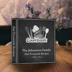 Vintage Black and White Chalkboard Family Cookbook Binder