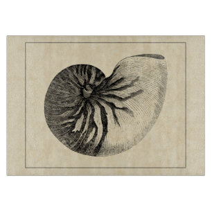 Vintage Black and White Conch Shell Cutting Board