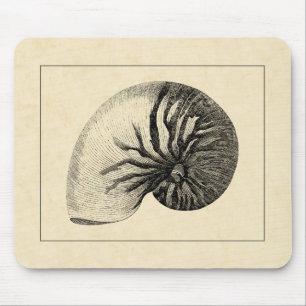 Vintage Black and White Conch Shell Mouse Pad