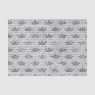 Vintage Black and White Crown Pattern Tissue Paper