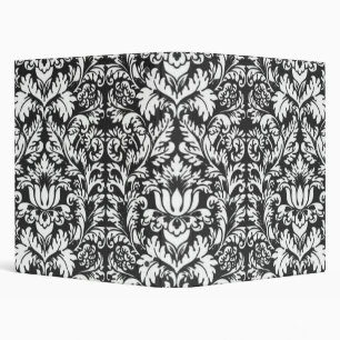 Vintage Black and White Damask Lace Brocade Binder