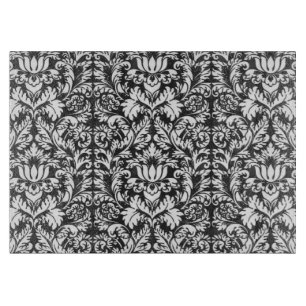 Vintage Black and White Damask Lace Brocade Cutting Board