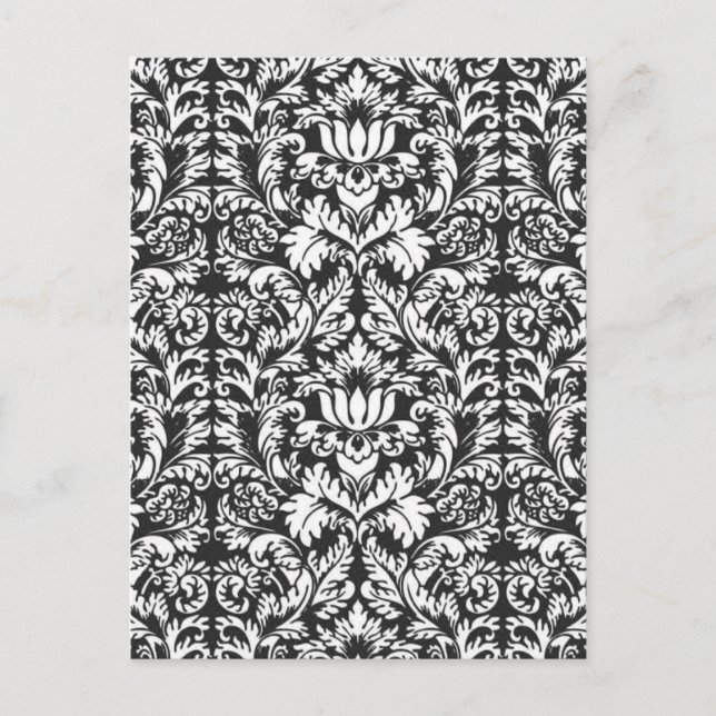 Vintage Black and White Damask Lace Brocade Postcard (Front)