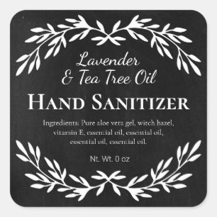 Vintage Black And White DIY Hand Sanitizer Square Sticker