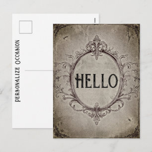 Vintage Black And White Filtered Hello Greeting    Holiday Postcard