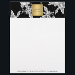 Vintage Black and White Floral Pattern Letterhead<br><div class="desc">This product is part of a suite of coordinating office supplies. A vintage-inspired floral pattern is transformed into a modern backdrop when combined with a faux metallic gold box containing your name or business name on this glamourous letterhead template. © 1201AM CREATIVE</div>