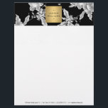 Vintage Black and White Floral Pattern Letterhead<br><div class="desc">This product is part of a suite of coordinating office supplies. A vintage-inspired floral pattern is transformed into a modern backdrop when combined with a faux metallic gold box containing your name or business name on this glamourous letterhead template. © 1201AM CREATIVE</div>
