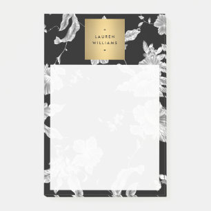 Vintage Black and White Floral Pattern Post-it Notes