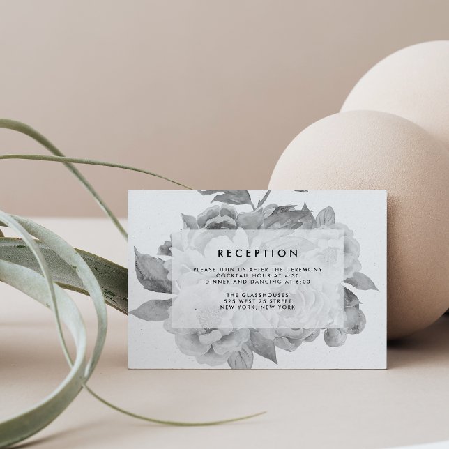 Vintage Black and White Floral Reception Card (Creator Uploaded)