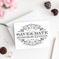 Vintage Black and White Flourish Parchment Wedding