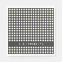 Vintage Black and White Gingham Plaid Personalized