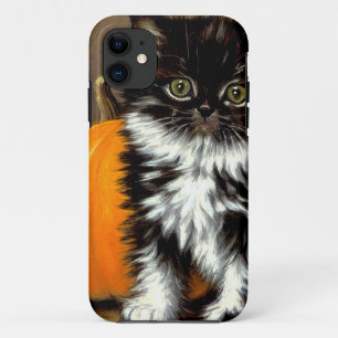 Vintage Black and White Halloween Cat iPhone 11 Case