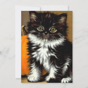 Vintage Black and White Halloween Cat Save The Date