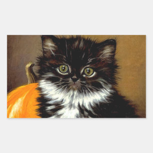 Vintage Black and White Halloween Cat Sticker