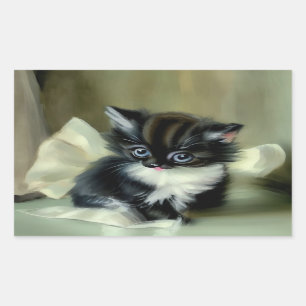 Vintage Black and White Kitten Tongue Sticking Out Sticker