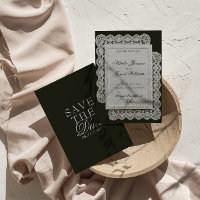 Vintage Black And White Lace Old Money Wedding