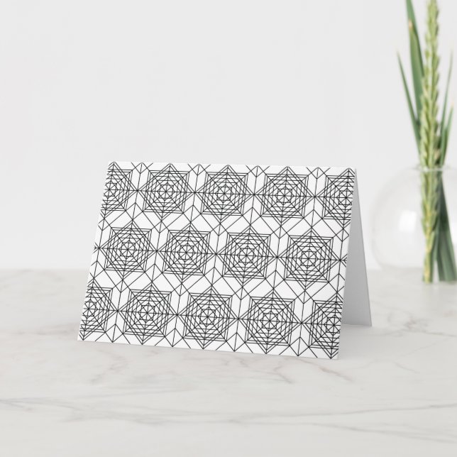 Vintage Black and White Linear Pattern Folded Card (Front)