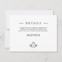 Vintage Black and White Monogram Enclosure Card