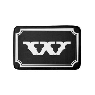 Vintage black and white monogram letter bath mat