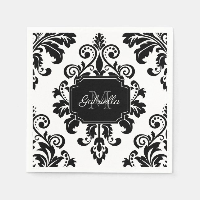 Vintage Black and White Napkin (Front)