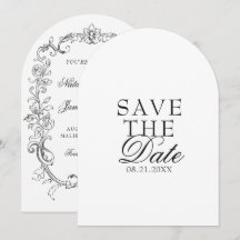 Vintage Black And White Old Money Arched Wedding