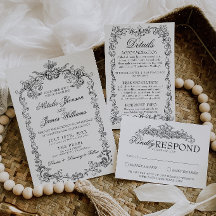 Vintage Black And White Old Money Classy Wedding