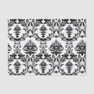 Vintage Black and White Ornamental Damask Pattern Tissue Paper