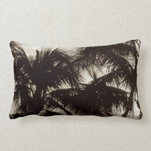 Vintage Black and white Palm Lumbar Pillow