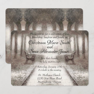 Vintage Black and White Park Watercolor Invitation