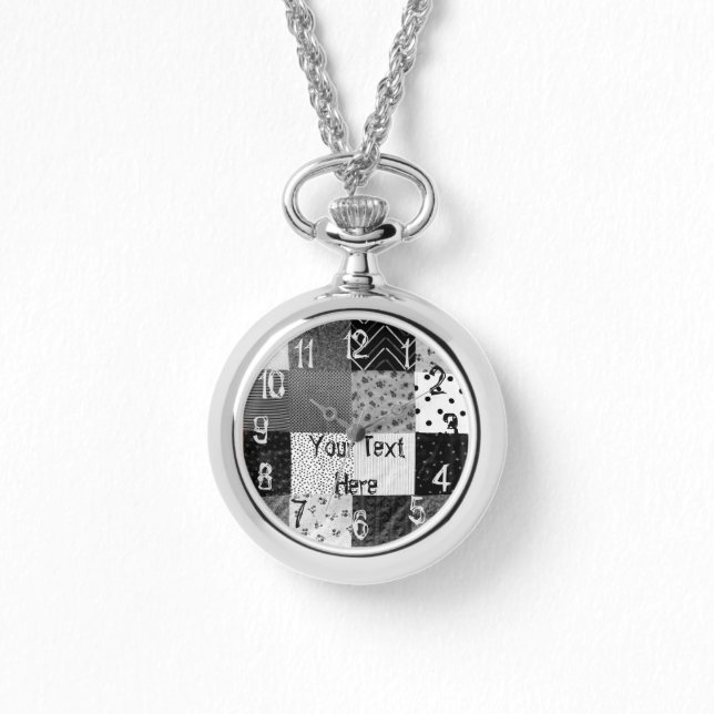 vintage black and white patchwork fabric watch (Front)