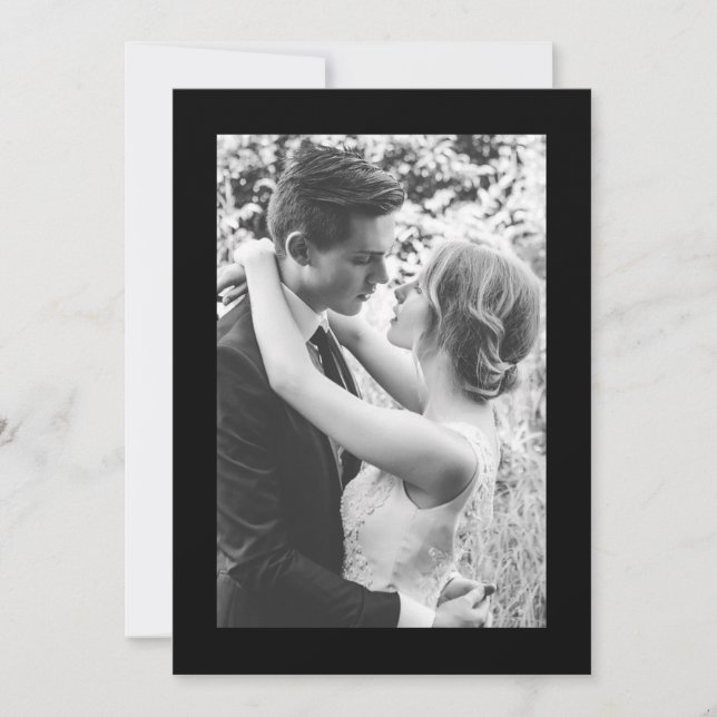 Vintage Black and White Photo Wedding Invitation (Front)