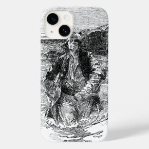 Vintage Black and White Pirates Sketch, Tailpiece Case-Mate iPhone 14 Case