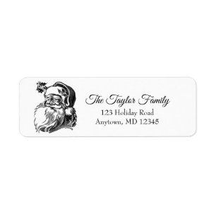 Vintage Black and White Santa Claus Return Address