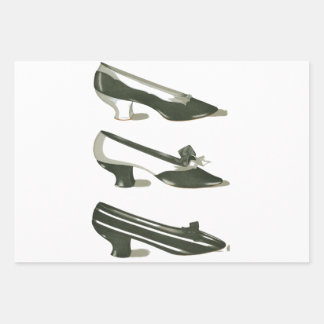 Vintage Black and White Shoes Wrapping Paper Sheet