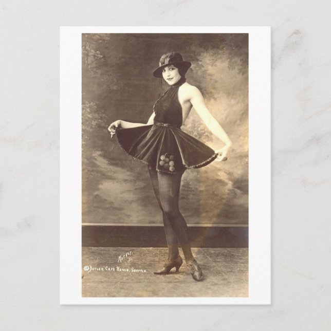 Vintage Black and White Vaudeville Dancer Postcard (Front)