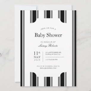 Vintage Black and White Vertical Regency Stripe Invitation