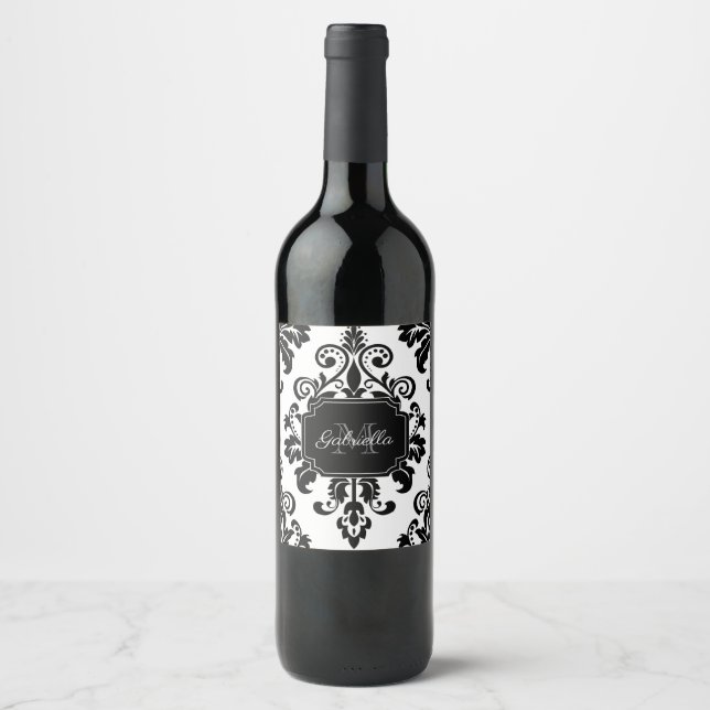 Vintage Black and White Wine Label (Front)
