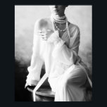 Vintage Black and White Woman with Pearls Poster<br><div class="desc">This beautiful Vintage Black and White Woman with Pearls Poster is a really feminine art. Ideal in a living room.</div>