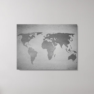 Vintage black and white world map canvas print