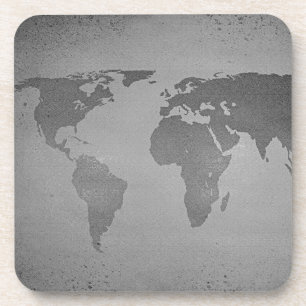 Vintage black and white world map coaster
