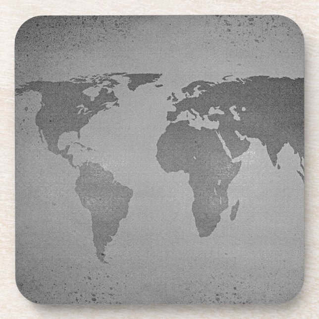 Vintage black and white world map coaster (Front)