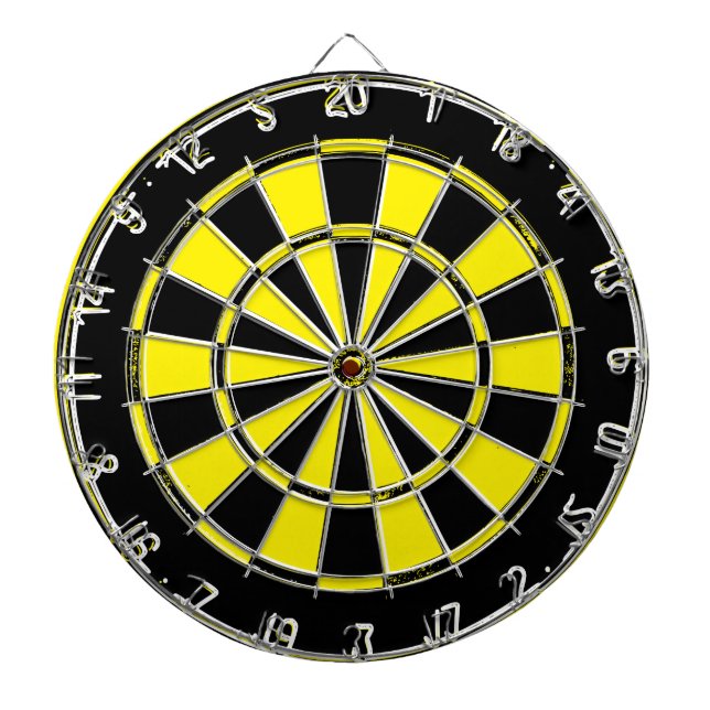 Vintage black and yellow dartboard (Front)