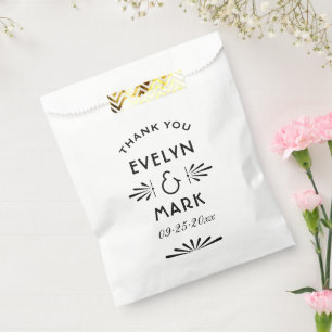 Vintage Black Art Deco Thank You Wedding Favour Bag