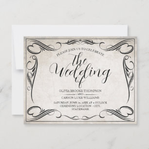 Vintage Black Art Deco Wedding Announcement