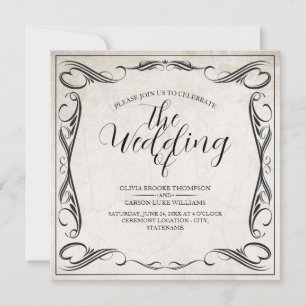 Vintage Black Art Deco Wedding Announcement