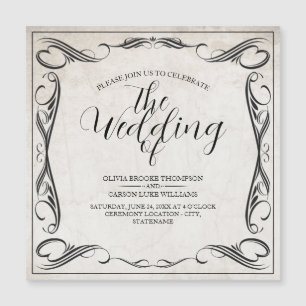 Vintage Black Art Deco Wedding Announcement